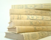 six tattered romantic french decor, neutral summer shades, beach decorating, Nelson collection, 1910s, pale yellow french books