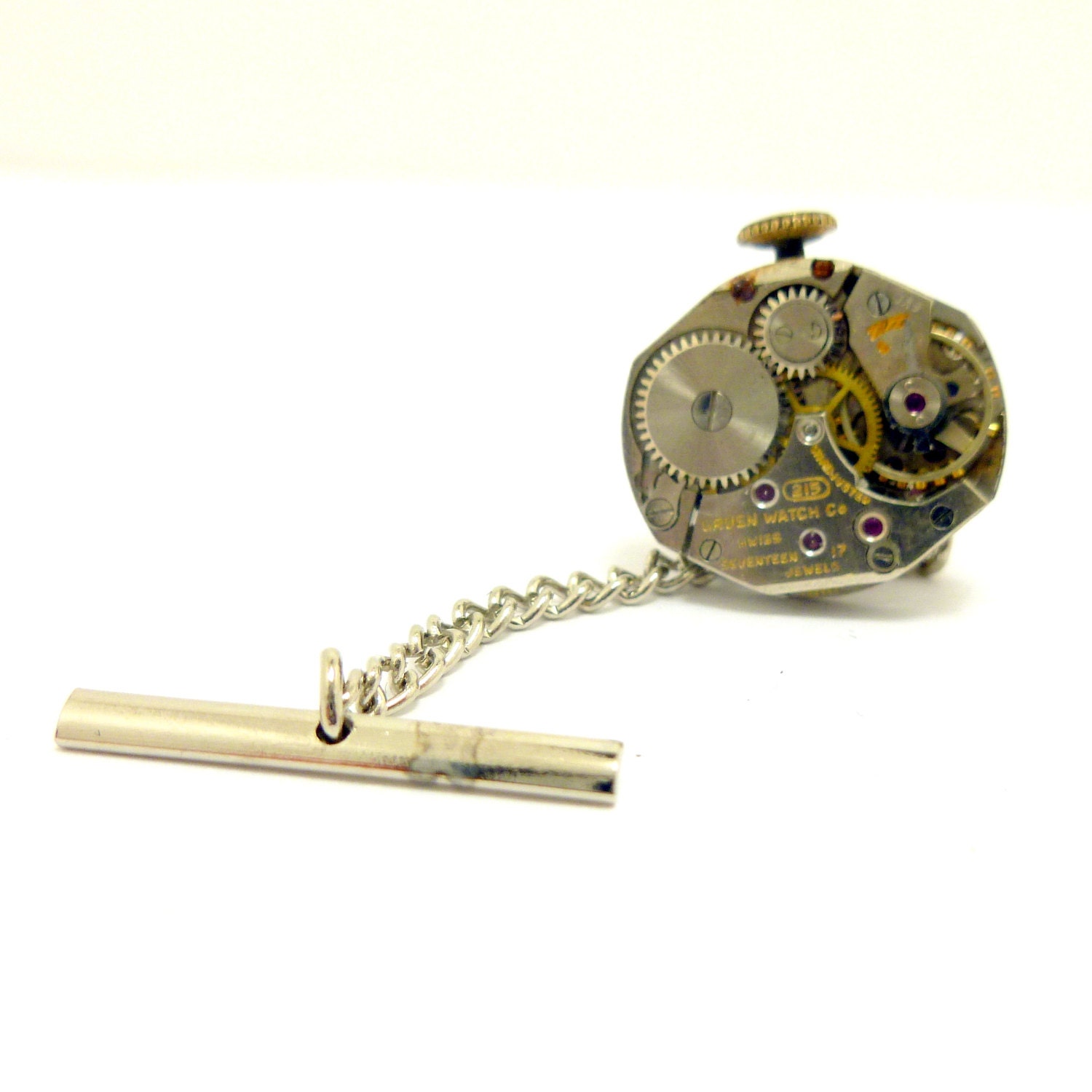 Steampunk Watch Tie Tack, Best Man Gifts, Wedding Party Mens Accessories