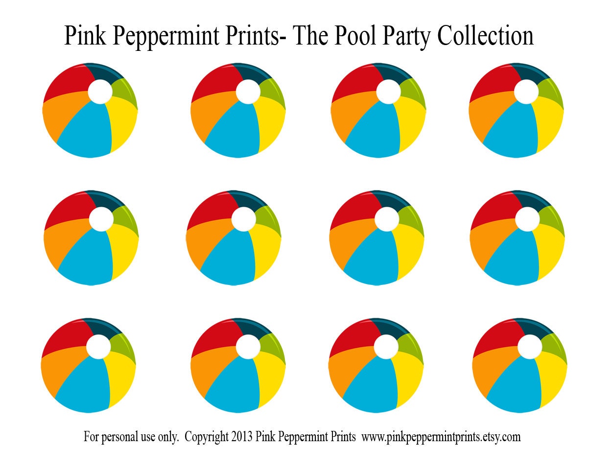 NEW INSTANT DOWNLOAD The Splish Splash Pool Party Printable Party Collection- Printable Beach Ball Straw Flags/Decorations