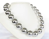 HUGE Silver Statement Necklace - HUGE Silver Necklace - Silver Beaded Necklace