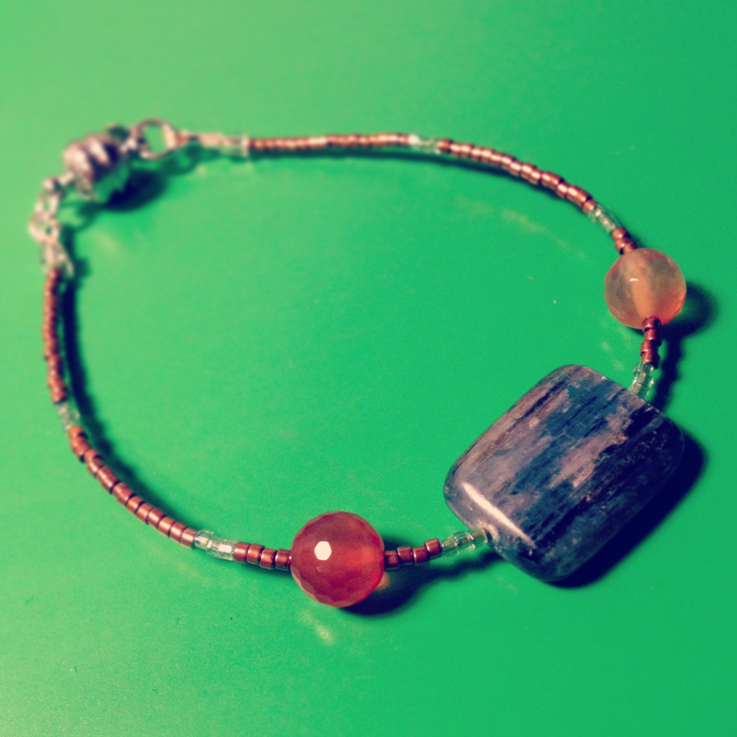 Cool Kyanite and Warm Carnelian Beaded Bracelet