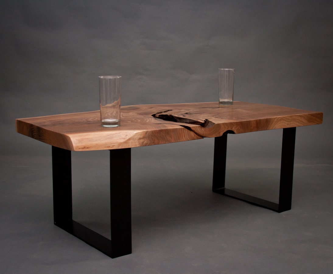 Compact Black Walnut COFFEE TABLE - Natural - Rustic - Hardwood