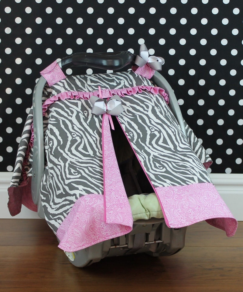 Car Seat Canopy - Zebra Girl
