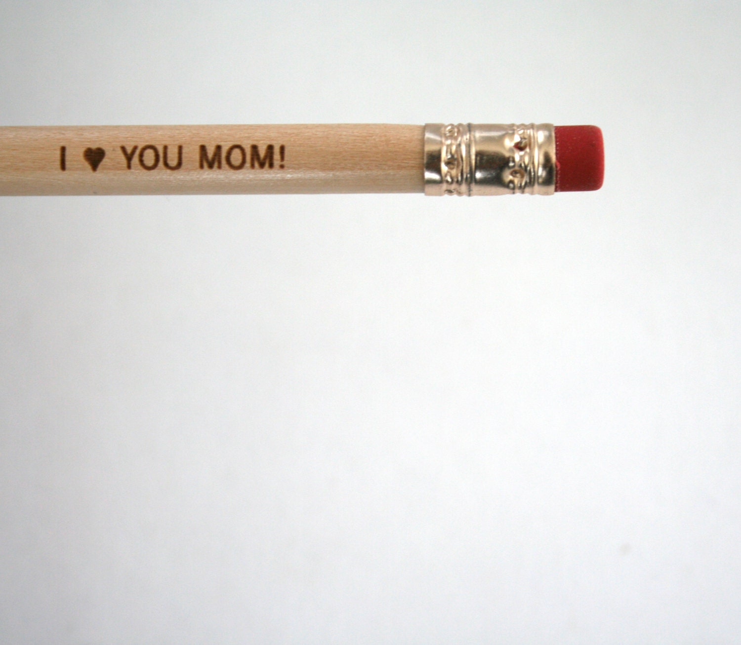 I love you mom pencil set of 3 in natural wood.  remind mom how much you care every time she writes.