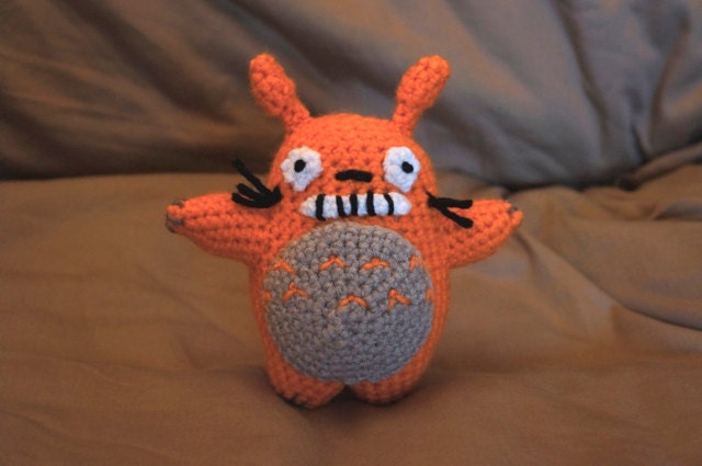 My Neighbor Totoro Orange Large Totoro Crochet Doll/Stuffed Animal Amigurimi (mini version)