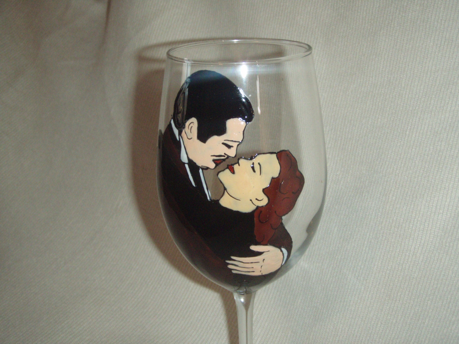 Gone with the Wind Handpainted Wine Glass