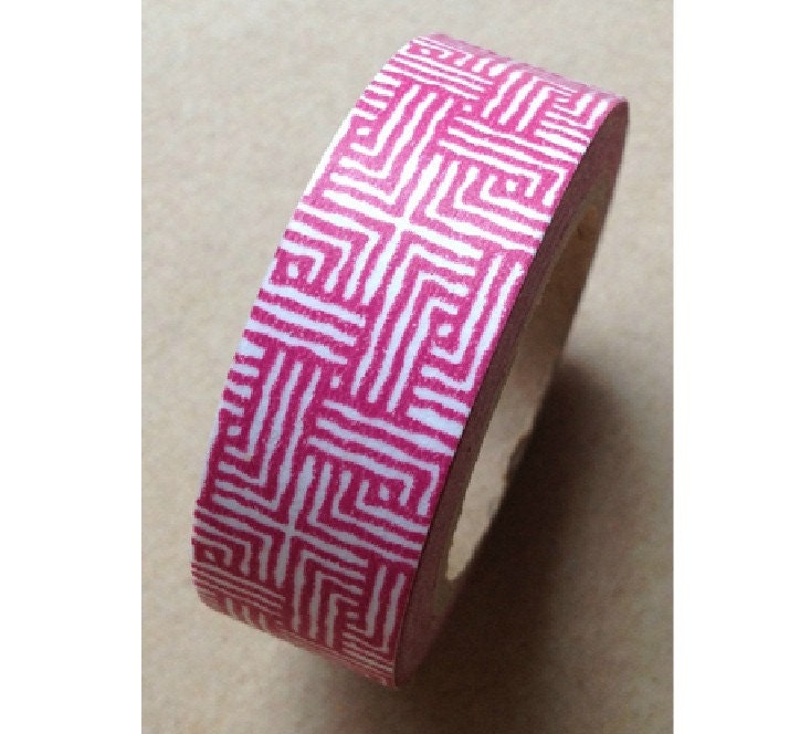 Japanese Washi Masking Tape - Pink Maze - 11 yards