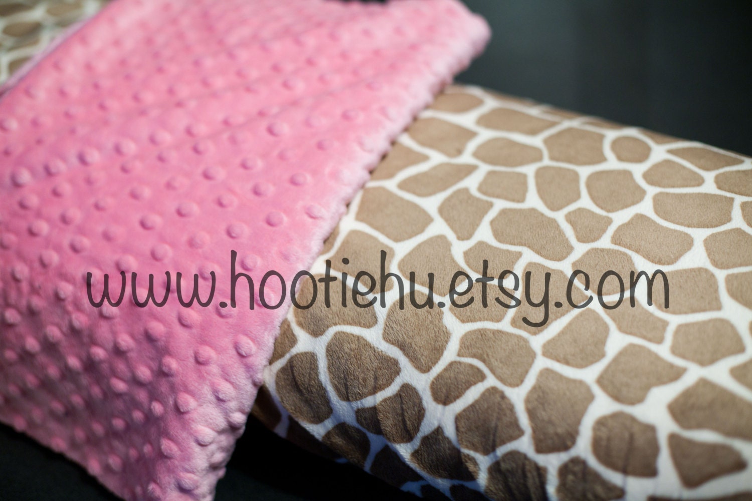 Soft Giraffe and Pink Minky ADULT TEEN  blanket Custom Made to Order