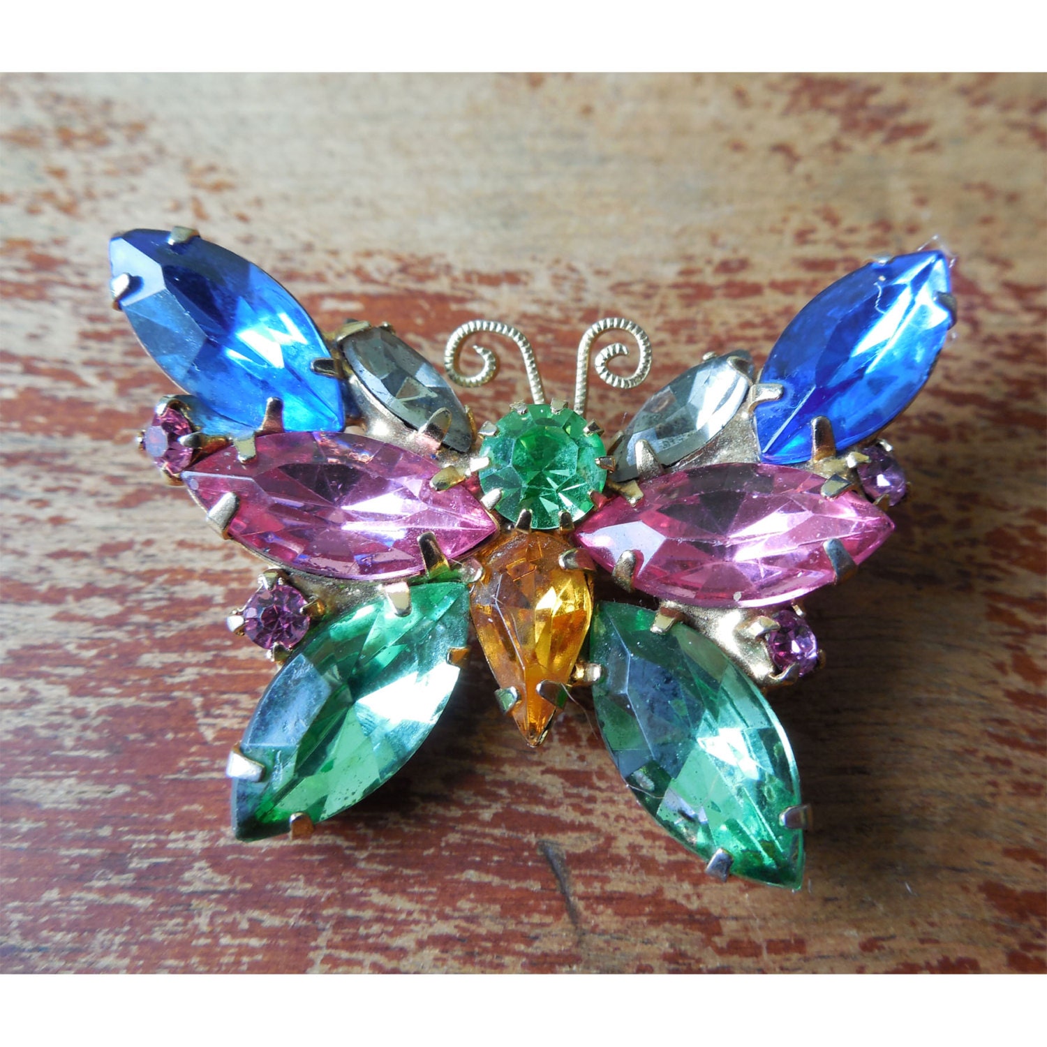 D&E Juliana Multicolored Crystal Butterfly Brooch