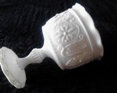Vintage Milk Glass Compote Floral Motif on Pedestal for Wedding Decor Centerpiece or Candy Buffet