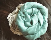 Re-purposed woven silk flower clip with lace
