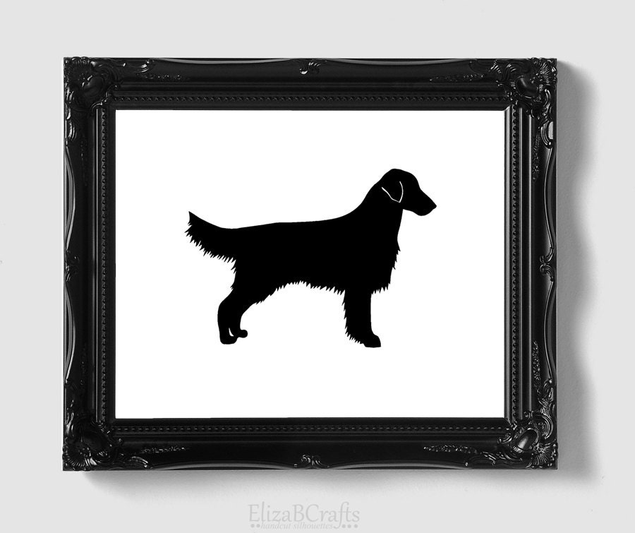 Flat-Coated Retriever Silhouette - Hand-cut Mounted on 8x10 Watercolor Paper