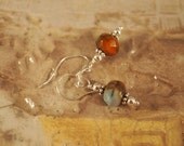 Petite Sterling Silver and Czech Beaded Dangle Pierced Earrings. OOAK Handmade Earrings.
