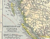 LargeMap Western Canada 1930s Vintage