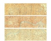 1907 Vintage Map of London Triptych City Plan Street Map