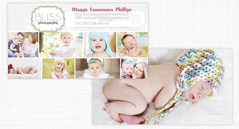 Collage Card - Photo Business Card Template PSD Photoshop INSTANT DOWNLOAD