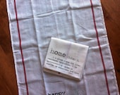 Happy Home 2 PACK Flour Sack / Tea Towels Hand Screen-Printed in Black...great gift for a hostess, teacher or yourself :) - SAMPLE SALE