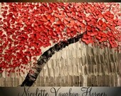 Original Oil   gallery canvas abstract  Landscape 36" palette knife  Red Blossom Tree  impasto oil painting by Nicolette Vaughan Horner