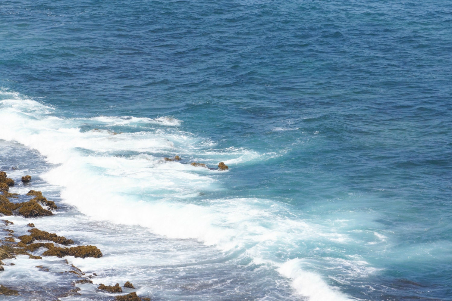 Ocean Photography - Turquoise Ocean Waves, Island Shore - Nature, Landscape Photography - Old San Juan, Puerto Rico - Beach Wall Art