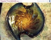 1950's Beautiful Heavy Glass Vintage Teal Dish Housewares Home Decor Mid Century Modern Collectible Mad Men Mod Man Cave Barware