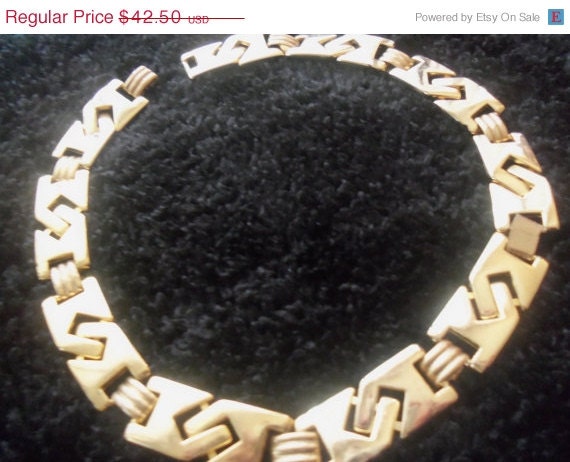 Vintage Goldtone Link Necklace Mad Men Mod