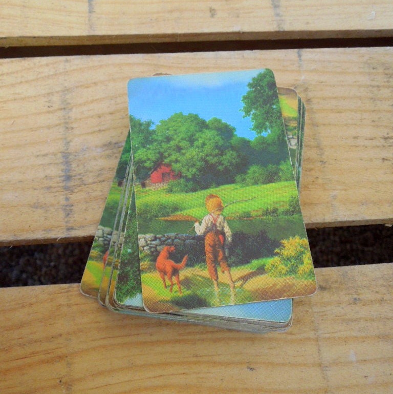 Playing Cards Games Deck Ephemera Collage Mixed Media Art Little Boy Adventure