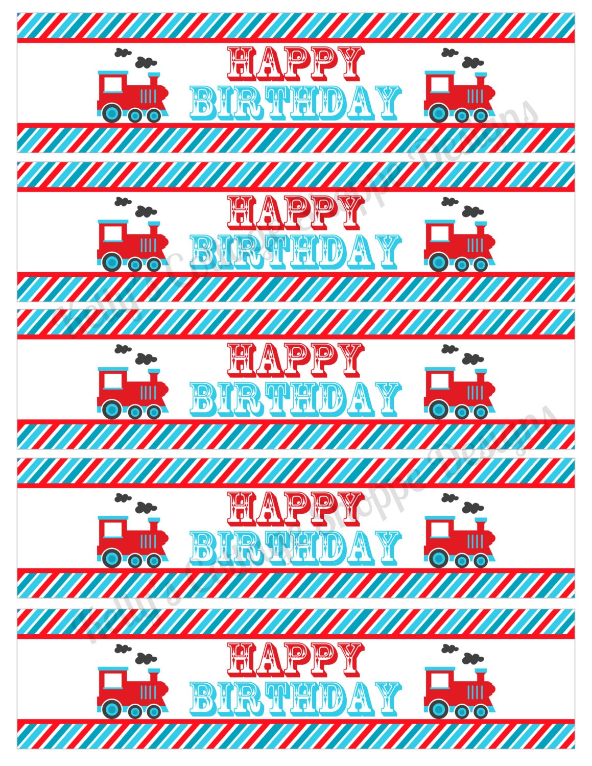 Instang Download Vintage Train Birthday Party Water Bottle Wraps Il_170x135