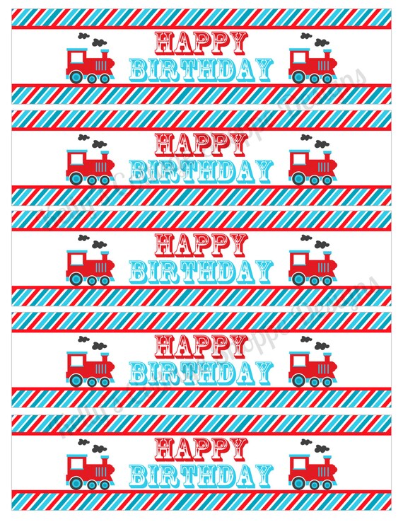 Instang Download Vintage Train Birthday Party Water Bottle Wraps Il_570xn