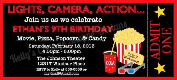 Movie Night Ticket Invitation... Custom, Printable, Digital Il_570xn