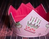 Girl Birthday Themed Reversible Fabric Crown