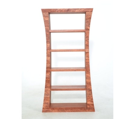Bookcase Flowing Shape 6 Feet Tall 5 shelf Wood Custom - The Flare 2 - a MapleBear design