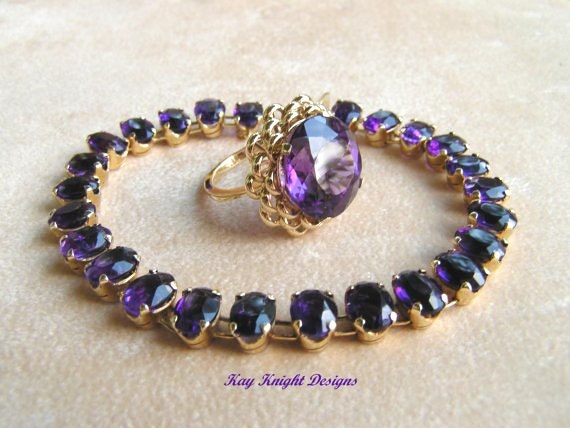 Amethyst and 18K yellow gold bracelet