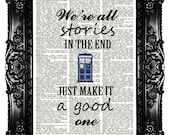 Tardis Dr Who Quotes Dictionary Print  Art Prints Upcycled Book  Vintage Book Print  Vintage Book Page   Buy 3 get 4th free