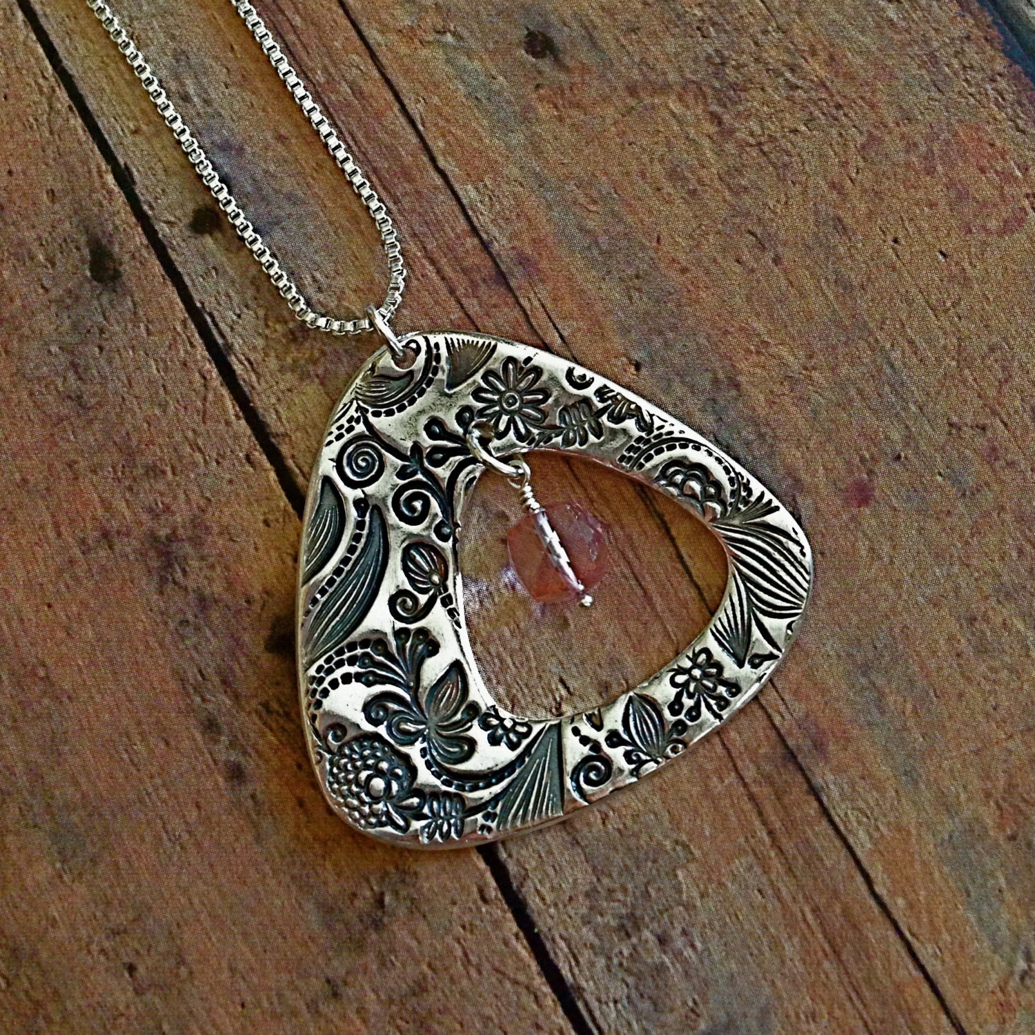 Fine Silver and Pink Quartz Necklace