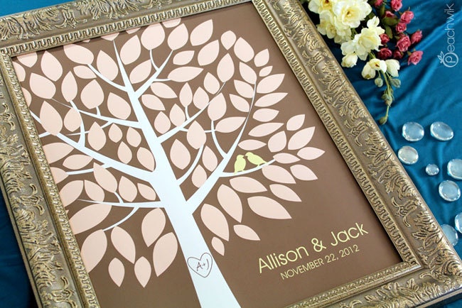 Wedding Guest Book Alternative - The Wishwik Tree - A Peachwik Interactive Art Print - 75 guest sign in