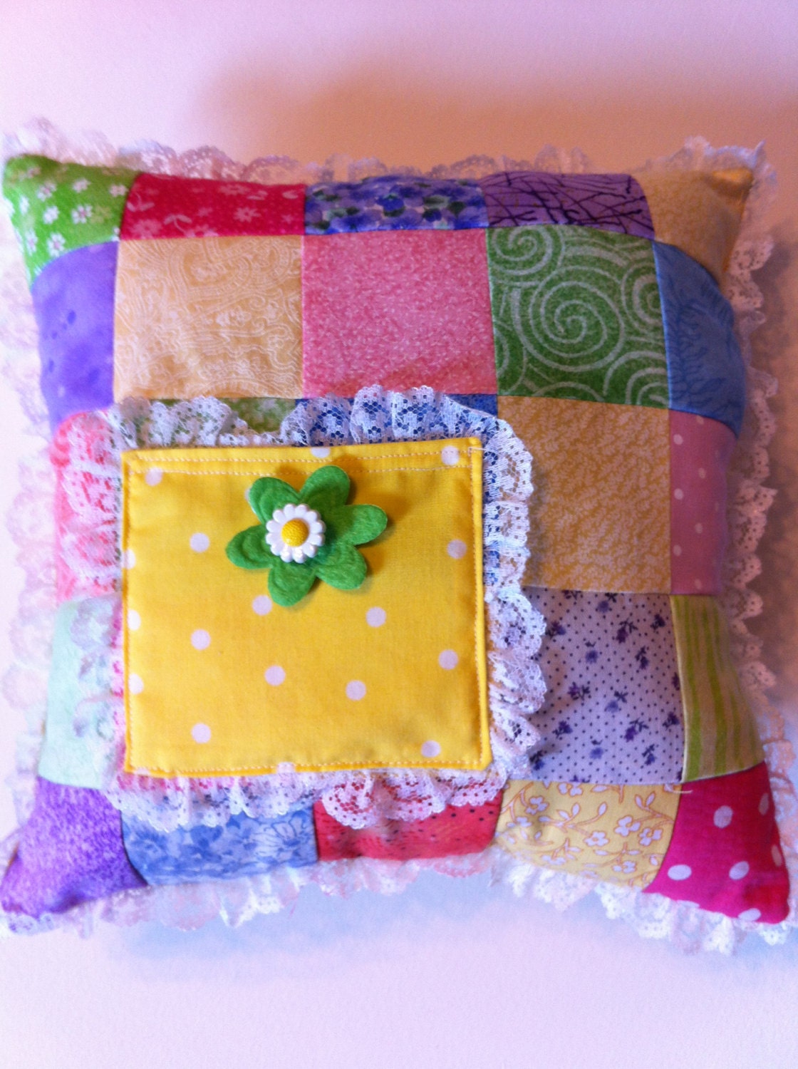 Pastel Patchwork and Lace Tooth Fairy Pillow