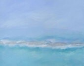 Painting Acrylic Original, 24" x 24", Aqua Dawn or Aqua Waves, Abstract Seascape -  Free Shipping