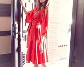 Two Piece Orange Pleated Skirt Dress