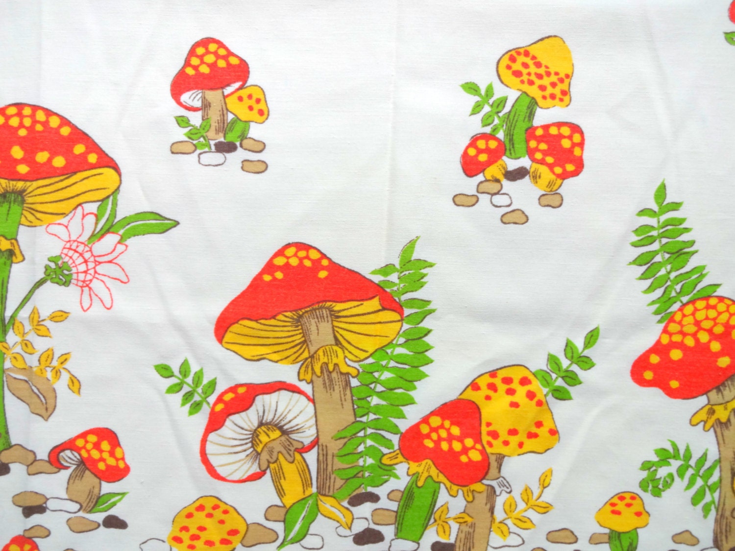 Vintage Mushroom Kitchen Curtains 1970s