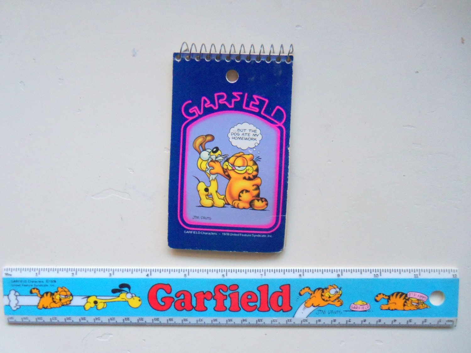 Vintage Garfield Notebook and Ruler 1978