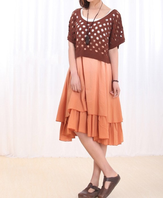 Chic round Collar short blouse Coat Have Small hole decoration