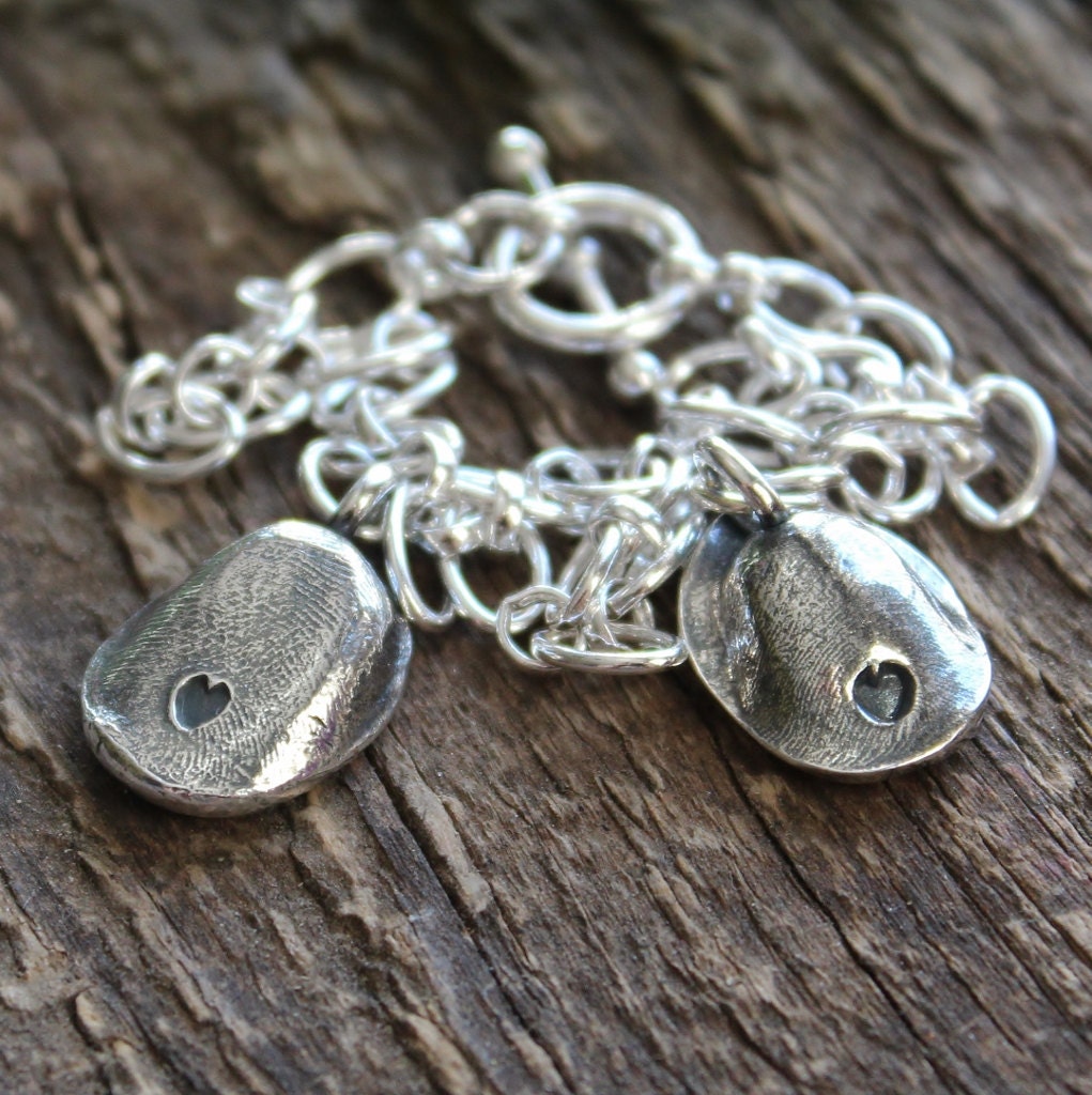 Fingerprint Bracelet Personalized In Fine Silver - 2 Fingerprints Included