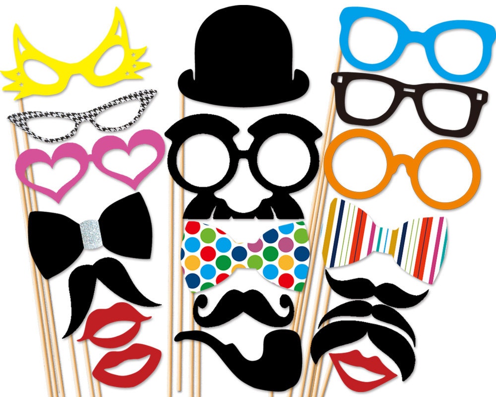 Wedding Photobooth Props - 20 Piece Set - Photo booth Party Props