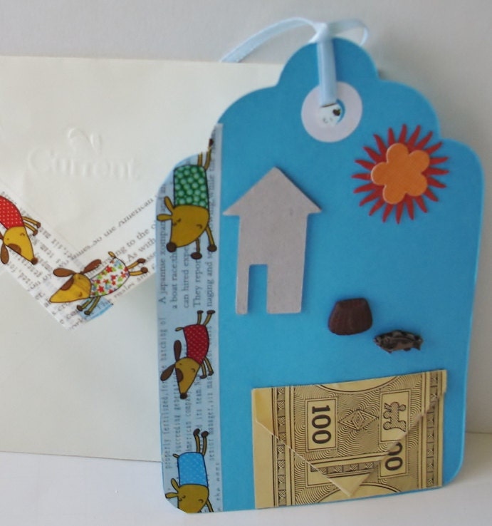 Paper Goods Handmade All in one Gift Tag Card w Gift Pocket & Mailing Envelope