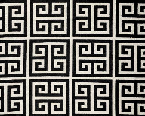 Greek Key Home Decor Fabric - Black on Natural