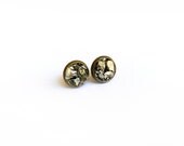 Raw Crystal Stud Earrings // Pyrite "Fool's Gold" Metallic Mineral Rock, Crushed Natural Stone, Small, Tiny, Petite, Tribal Spring Fashion