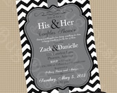 PRINTABLE Gray themed Couples Shower or Bridal Shower Party Invite- DIY printable party invitation by Luv Bug Design
