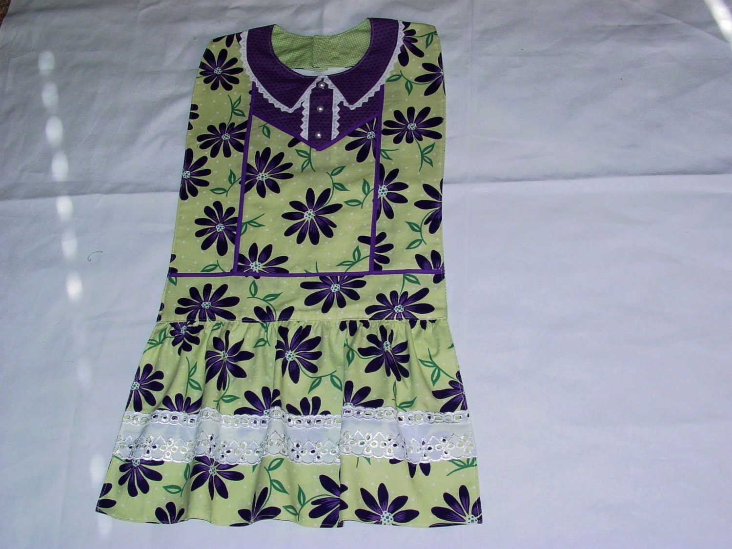 Bold Daisies & Ruffles - Vintage Apron Style Adult Bib - for Special Occasions and Everyday Use