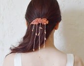 Cherry blossom time- Japanese kanzashi style pink coral peach barrette