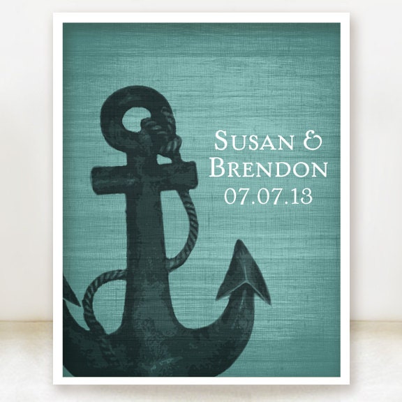 Anchor Together - Custom Nautical Wedding Date and Name Print - 8x10 - Personalized Wedding Gift - Bridal Shower Gift - Engagement Present